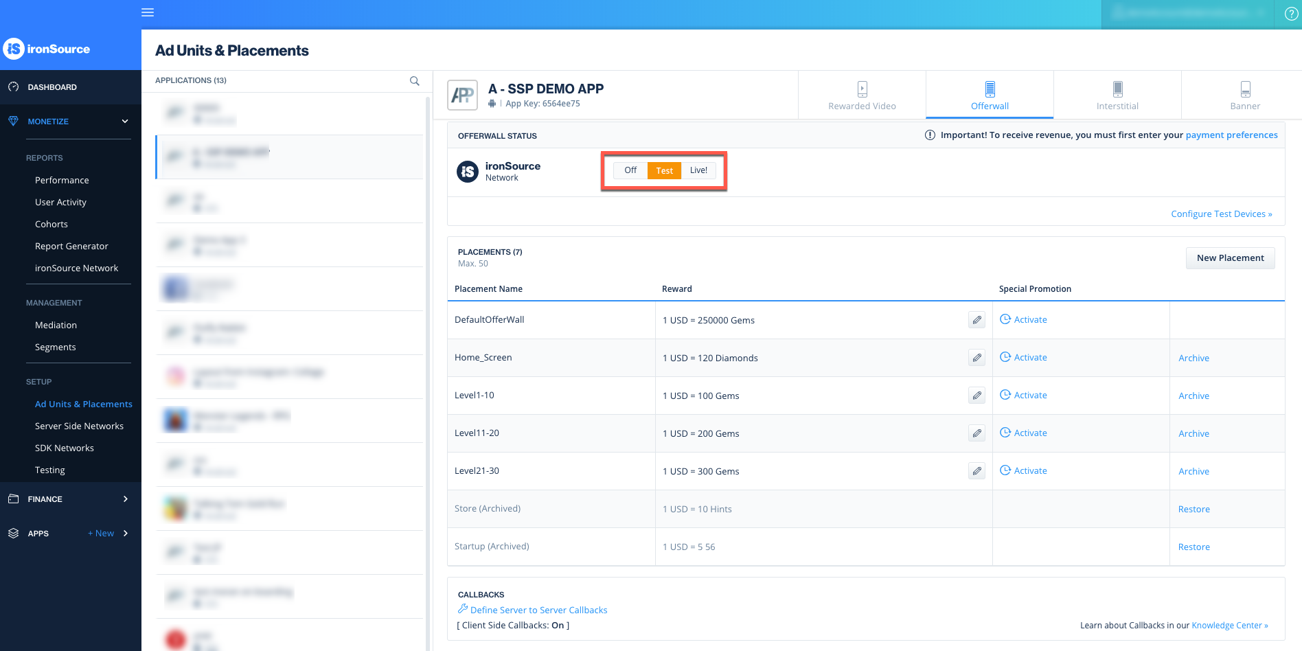 Set up the Offerwall ironSource knowledge center