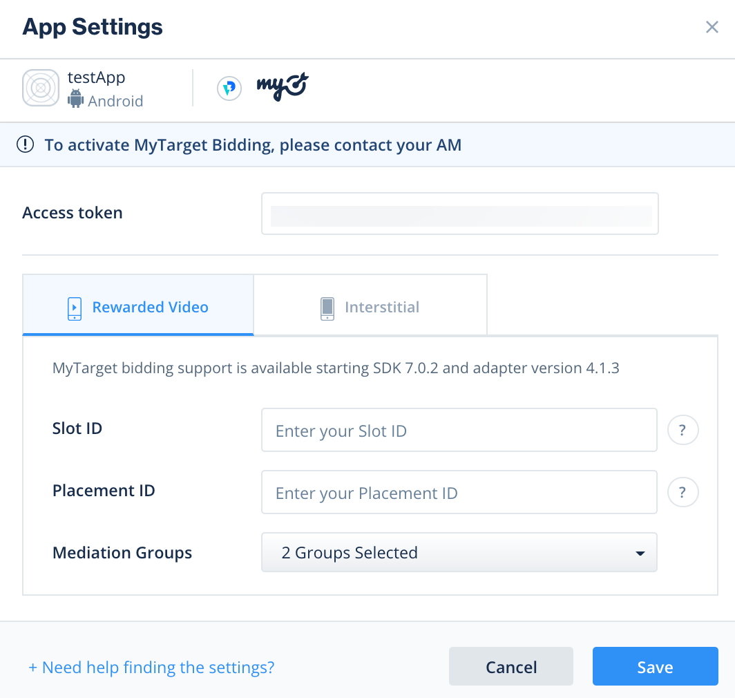 myTarget Integration Guide IronSource Knowledge Center
