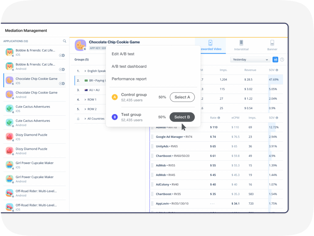 A/B Test - IronSource Knowledge Center