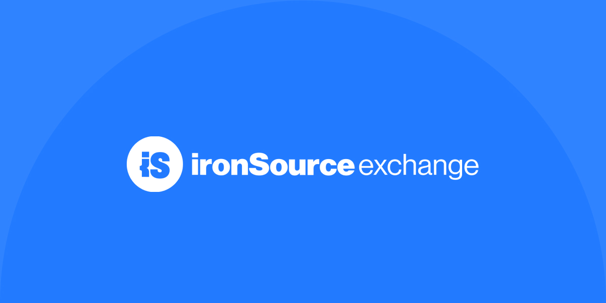 ironSource Exchange logo on blue background